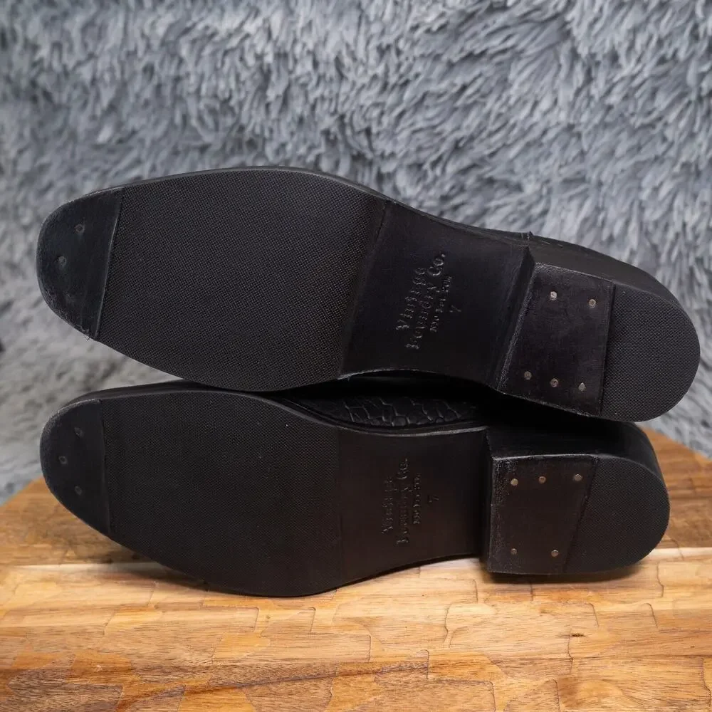 Vintage Foundry‎ Co Main Boot Black Leather Croc Embossed Size 7